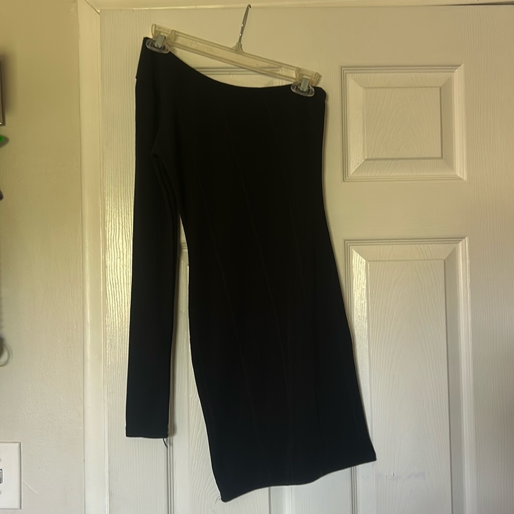 Black asymmetrical ribbed dress